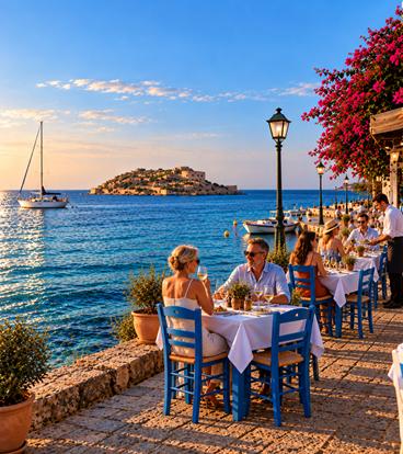 Seaside taverna at sunset