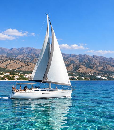 Sailing yacht in the bay